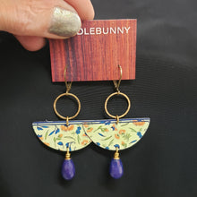 Load image into Gallery viewer, Floral Tin Drop Earrings - Royal Blue
