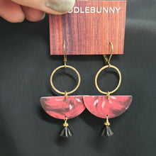 Load image into Gallery viewer, Abstract Tropical Fruit Tin Drop Earrings - Red Black
