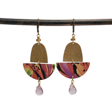 Load image into Gallery viewer, Abstract Tropical Fruit Tin Drop Earrings - Amethyst
