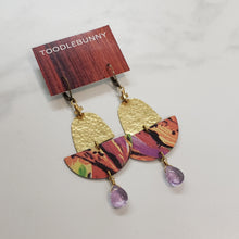 Load image into Gallery viewer, Abstract Tropical Fruit Tin Drop Earrings - Amethyst
