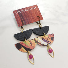 Load image into Gallery viewer, Abstract Tropical Fruit Tin Drop Earrings - Fushia
