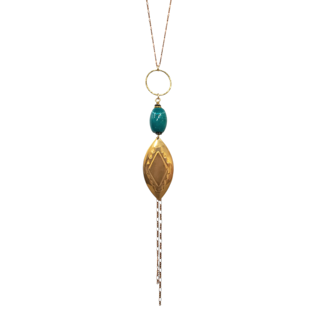 Southwestern Tassel Necklace - Chrysocolla