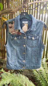 Reworked Denim Vest - Floral Garden