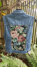 Load image into Gallery viewer, Reworked Denim Vest - Floral Garden
