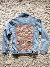 Load image into Gallery viewer, Reworked Denim Jacket - Modern Geometric Rainbow
