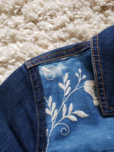 Reworked Denim Jacket - Embroidered Floral