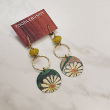 Load image into Gallery viewer, Floral Tin Dangle Earrings -  Olive Jade
