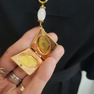 Vintage Diamond Locket Necklace - yinyang moon