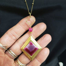 Load image into Gallery viewer, Vintage Diamond Locket - Fushia Pink Enamel
