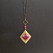 Load image into Gallery viewer, Vintage Diamond Locket - Fushia Pink Enamel
