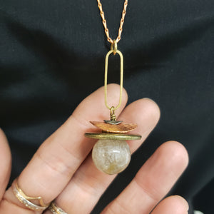 Saturna Sphere pendant necklace - Golden Rutilated Quartz