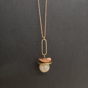 Saturna Sphere pendant necklace - Golden Rutilated Quartz