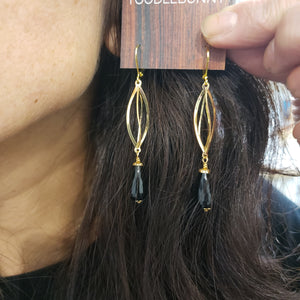 Black Onyx Spiral Cage Drop Earrings