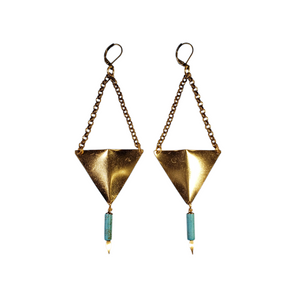 Geometric Triangle Point Drop Earrings - Red Jasper