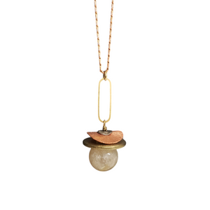 Saturna Sphere pendant necklace - Golden Rutilated Quartz