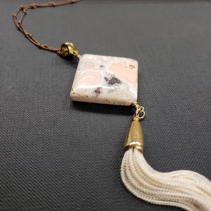 Peach Ocean Jasper Tassel Necklace