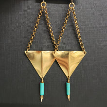 Load image into Gallery viewer, Geometric Triangle Point Drop Earrings - Red Jasper
