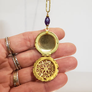 Round Filigree Locket - Amethyst