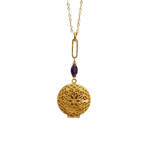 Round Filigree Locket - Amethyst