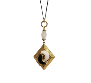 Vintage Diamond Locket Necklace - yinyang moon