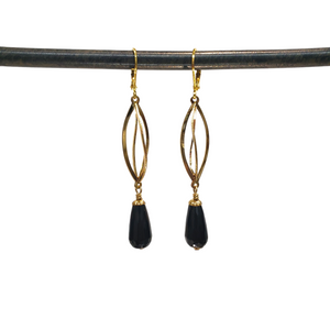 Black Onyx Spiral Cage Drop Earrings